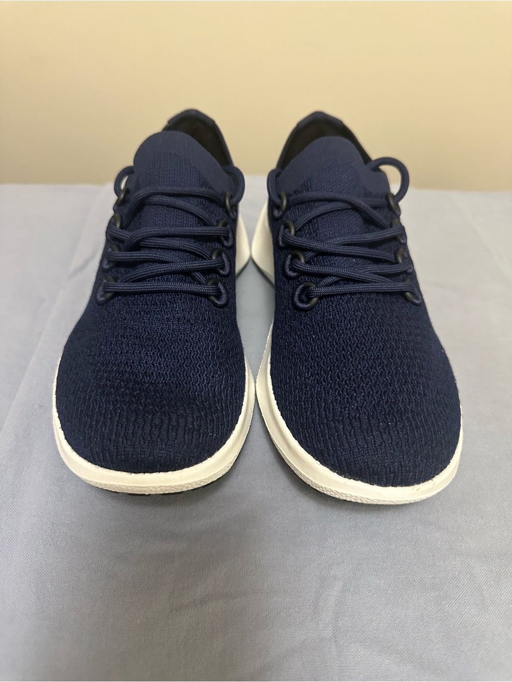 allbirds Navy Knit Lace-Up Sneakers with White Sole